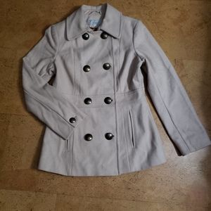 PELLE Studio Beige Wool Blend Woman's Pea Coat S